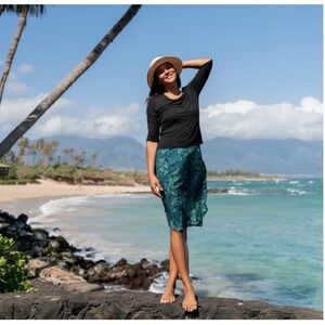 NWT RipSkirt Hawaii Camo Floral Green Wrap Skirt Length 3 XL Beach Vacation Swim